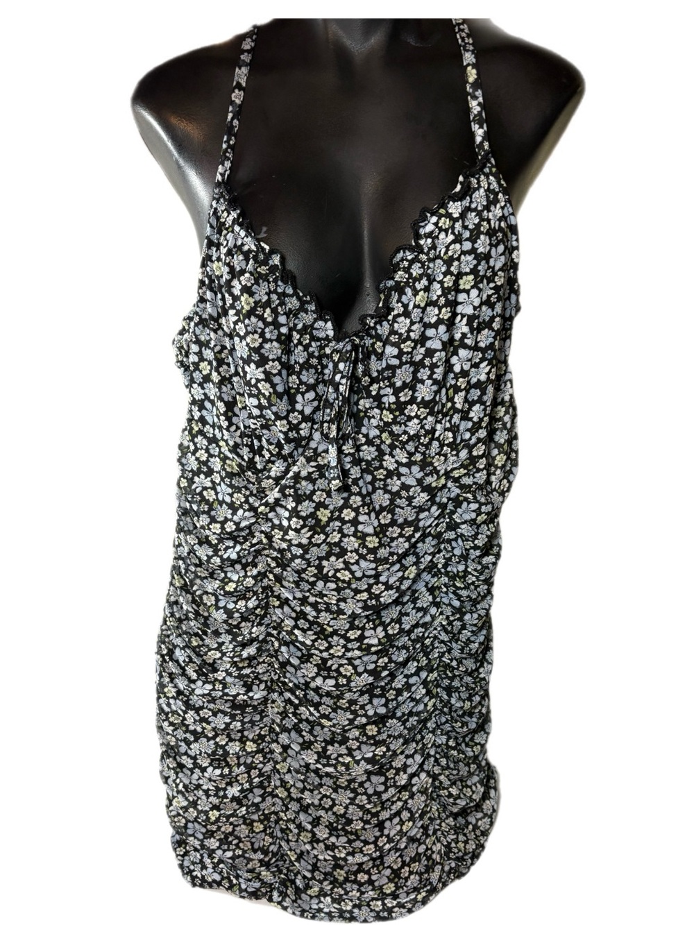 H&M Black Floral Spaghetti-Strap Camisole